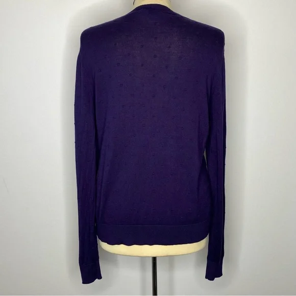 August Silk Heritage Purple Swiss Dot Button Front Cardigan Sweater - Picture 3 of 7